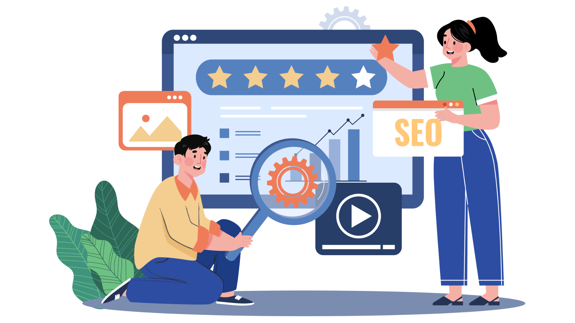 Illustration of SEO advertising on mobile for digital marketing agency