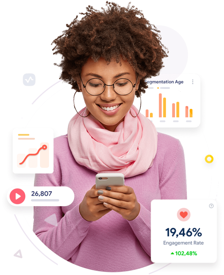 Woman analyzing social media growth metrics and engagement with the best digital marketing agency in Chandigarh